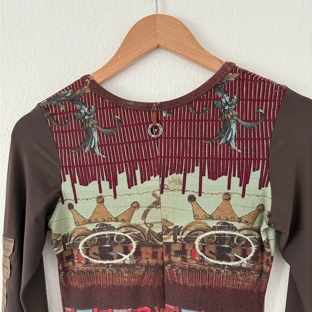 Bohemian Maroon Patchwork Long Sleeve Dress - Picture 10 of 10